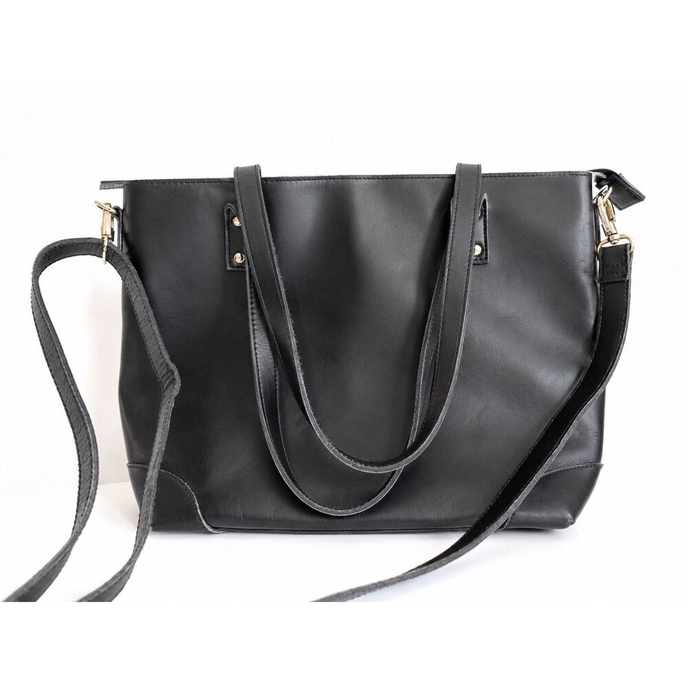 Mountain Hudson Black Leather Tote Shoulder Crossbody Bag Black